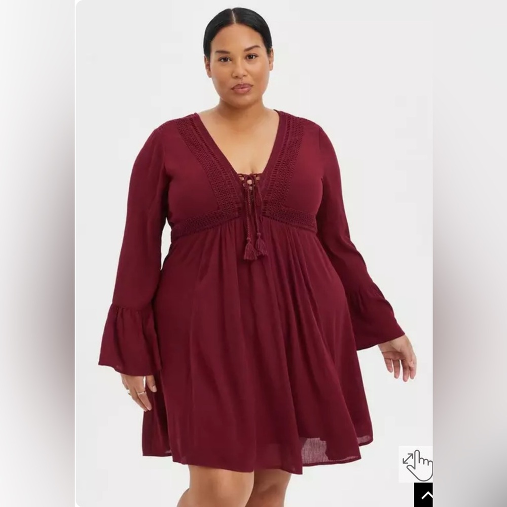 Torrid Mini Gauze Lace Up Skater Dress